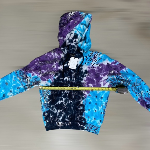 Elevenparis Pullover Hoodie M Multicolor Tie Dye Blue 100% Cotton  NWT - Picture 6 of 10